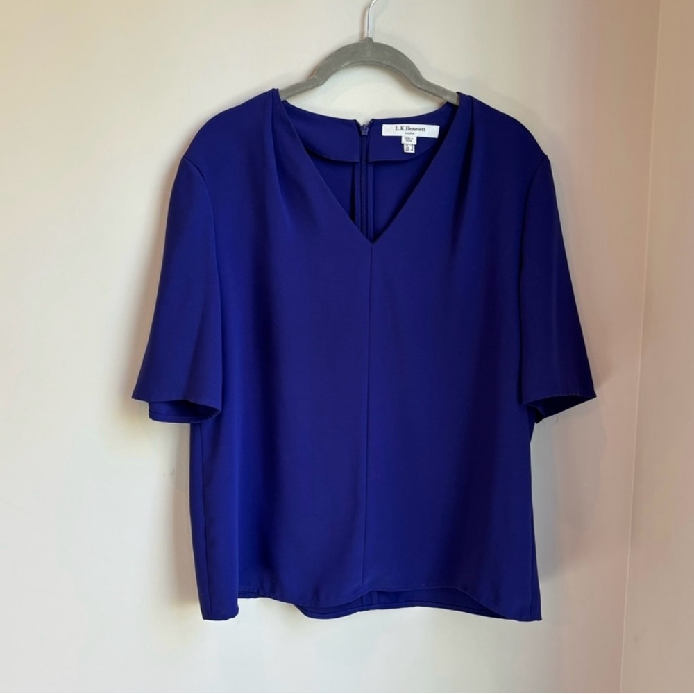 LK Bennett Deep Blue V-Neck Blouse